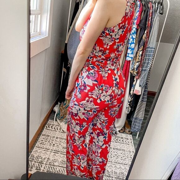 Yumi Kim Silk Flower District Jumpsuit Red S - Picture 5 of 11